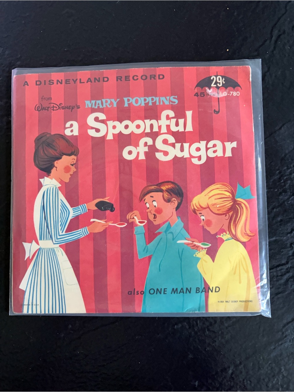 vintage 1964 Disneyland Records 45 RPM sleeve for "A Spoonful of Sugar"